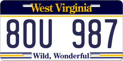 WV license plate 8OU987