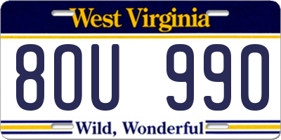 WV license plate 8OU990