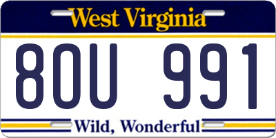 WV license plate 8OU991