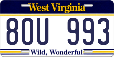 WV license plate 8OU993