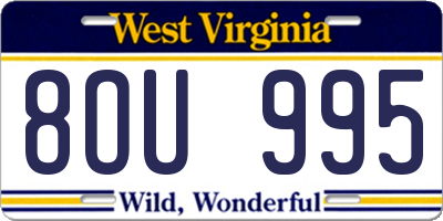 WV license plate 8OU995