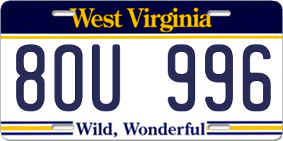 WV license plate 8OU996