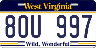 WV license plate 8OU997