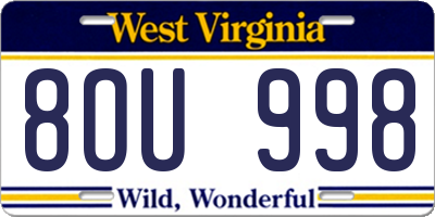 WV license plate 8OU998