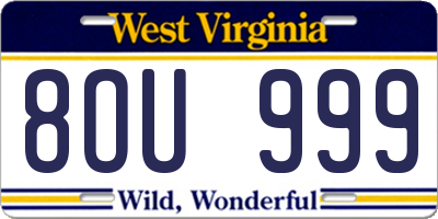 WV license plate 8OU999