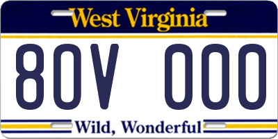 WV license plate 8OV000
