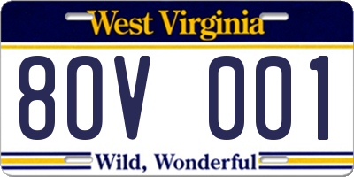 WV license plate 8OV001