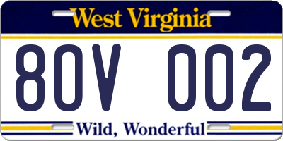 WV license plate 8OV002