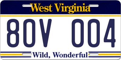 WV license plate 8OV004