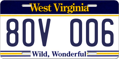WV license plate 8OV006