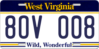 WV license plate 8OV008