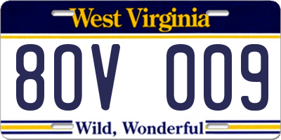 WV license plate 8OV009