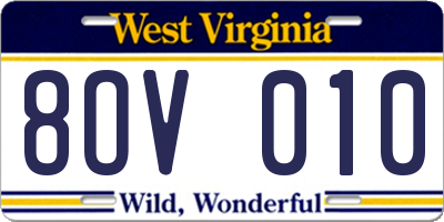 WV license plate 8OV010