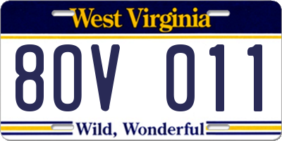 WV license plate 8OV011