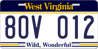 WV license plate 8OV012