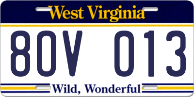 WV license plate 8OV013