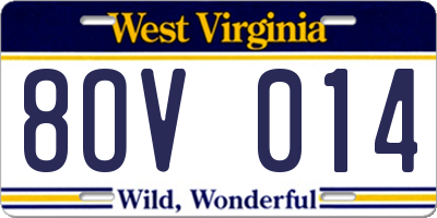 WV license plate 8OV014