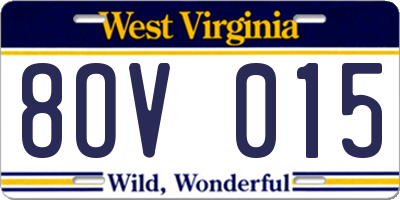 WV license plate 8OV015
