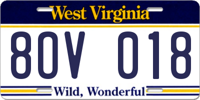 WV license plate 8OV018