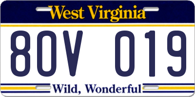 WV license plate 8OV019