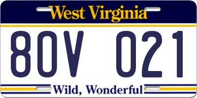 WV license plate 8OV021