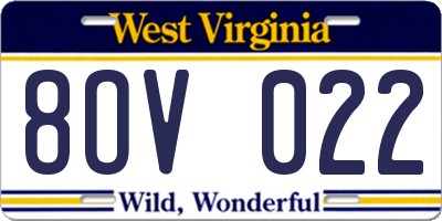 WV license plate 8OV022