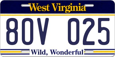 WV license plate 8OV025