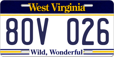 WV license plate 8OV026