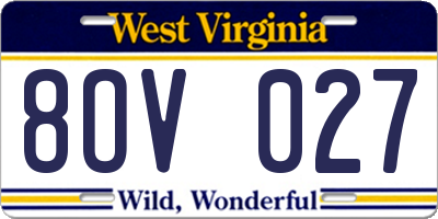 WV license plate 8OV027