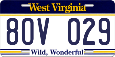 WV license plate 8OV029
