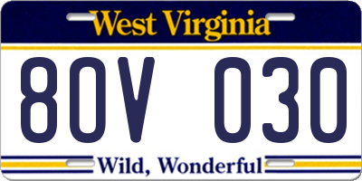 WV license plate 8OV030
