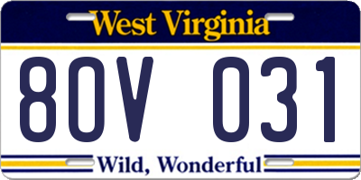 WV license plate 8OV031