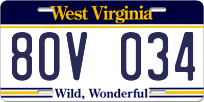 WV license plate 8OV034
