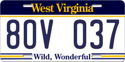 WV license plate 8OV037