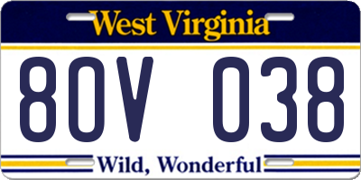 WV license plate 8OV038