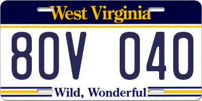 WV license plate 8OV040