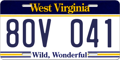 WV license plate 8OV041