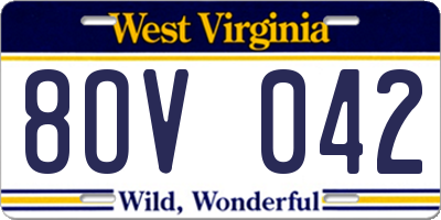 WV license plate 8OV042