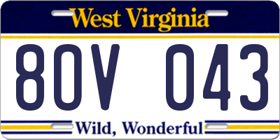 WV license plate 8OV043