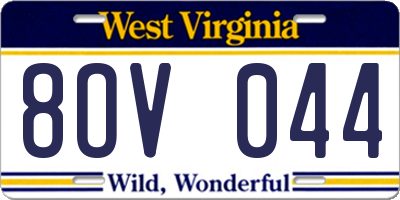 WV license plate 8OV044