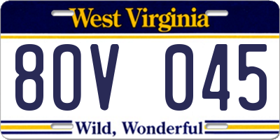 WV license plate 8OV045