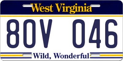 WV license plate 8OV046