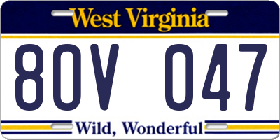 WV license plate 8OV047
