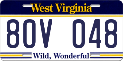 WV license plate 8OV048