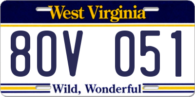 WV license plate 8OV051