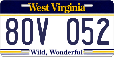 WV license plate 8OV052