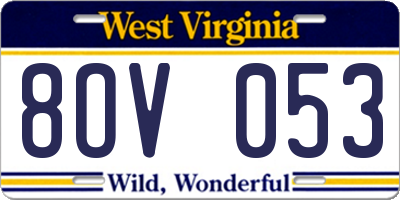 WV license plate 8OV053