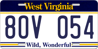 WV license plate 8OV054