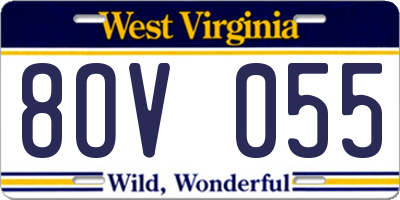 WV license plate 8OV055