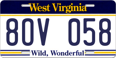 WV license plate 8OV058